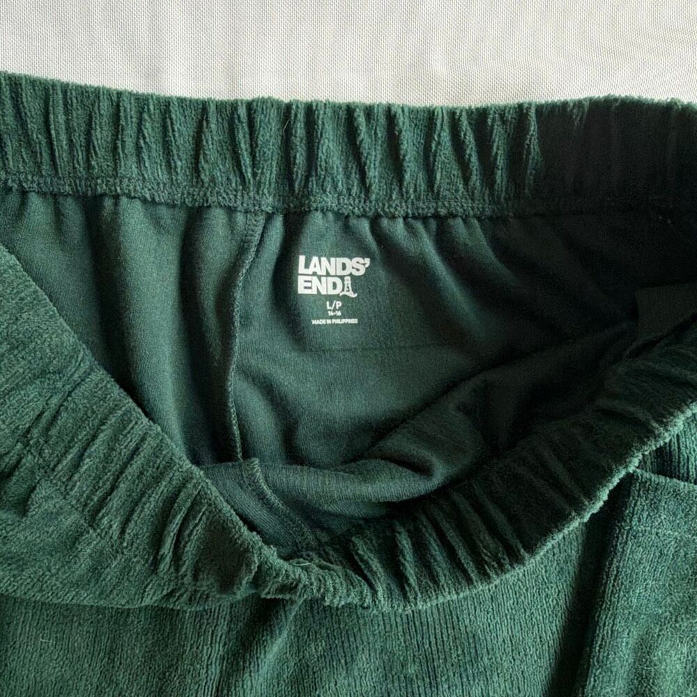 Lands’ End Green Knit Pants Elastic Waist Large Petite — image 3 of 4